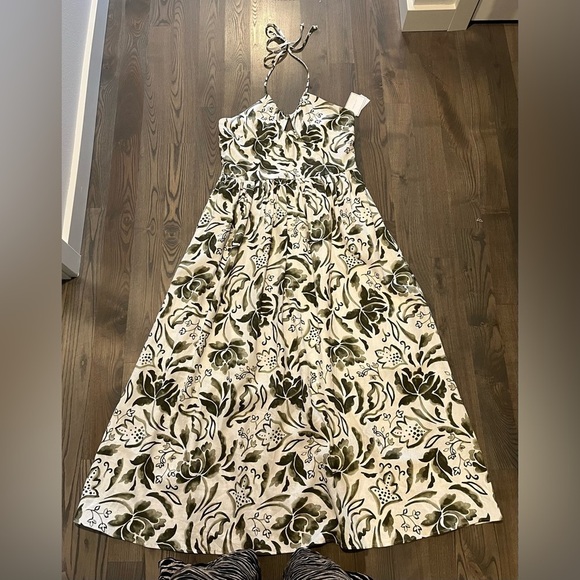 NWT 1. State Keyhole Halter Maxi Dress in Floral Sea Spray Green - Picture 4 of 16